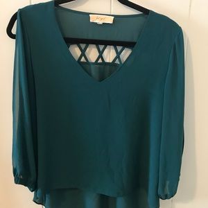 SALE!!!! Sheer 3/4 sleeve top green
